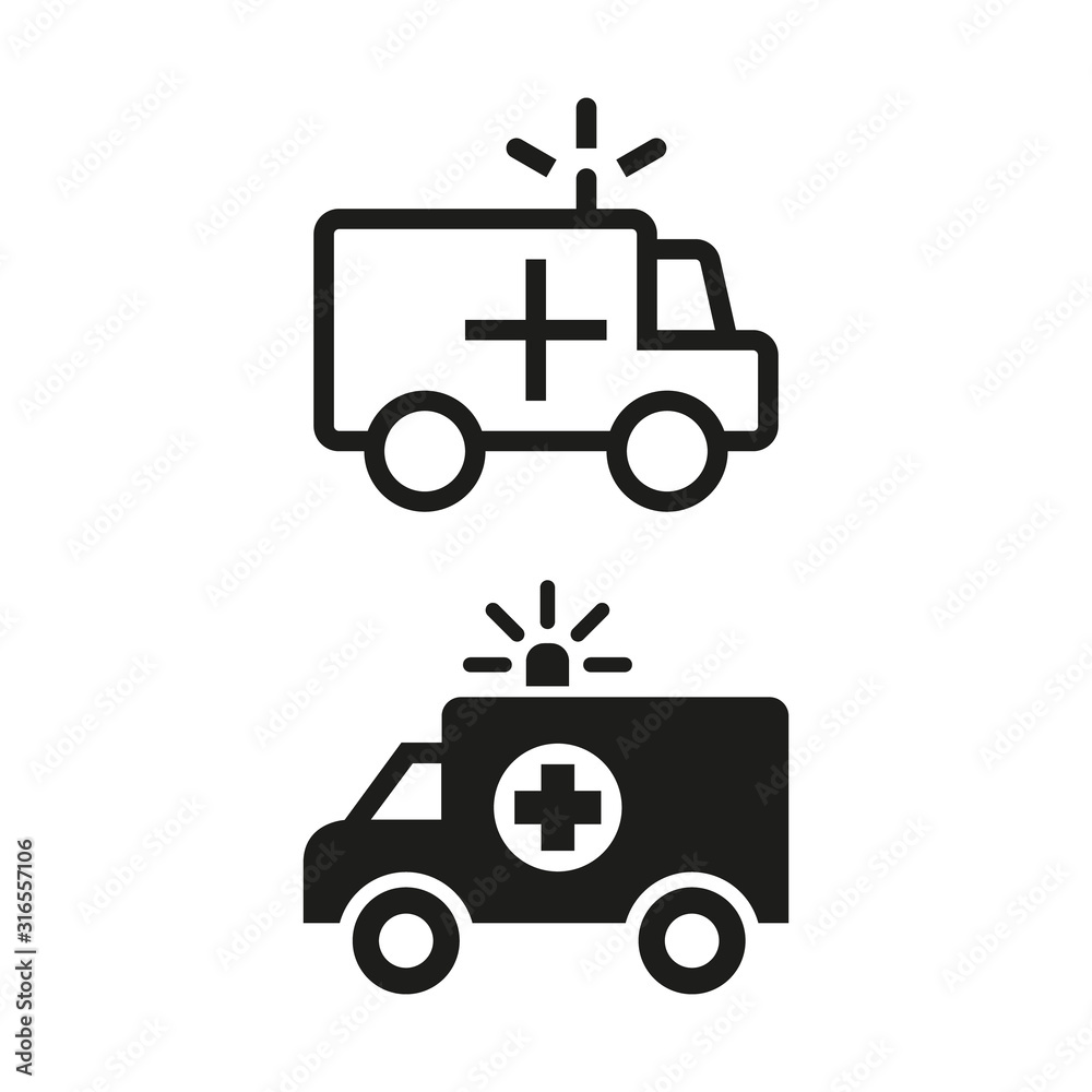 Ambulance icons on white background.