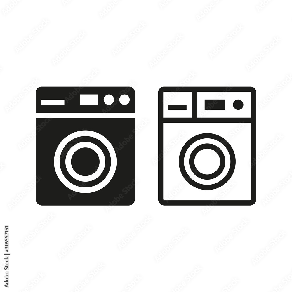 Washing machine icons on white background. Washing machine icons on white background.