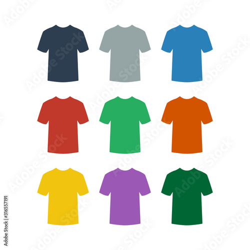 T-shirt icons on white background.