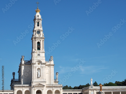 Cathedral of Fatima in Portugal near Lisboa with blue sky