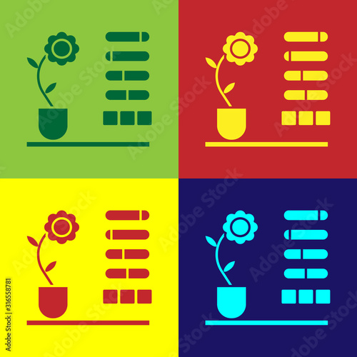 Color Flower status icon isolated on color background. Vector Illustration