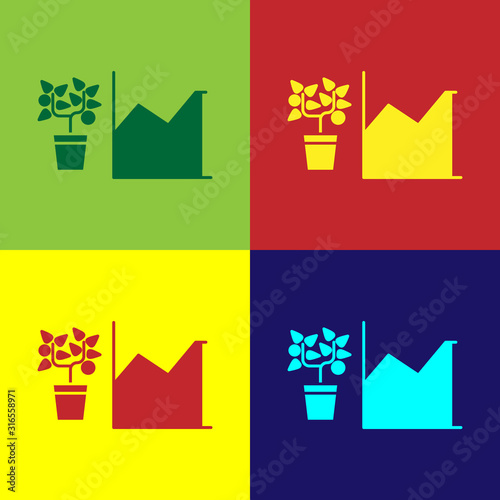 Color Flower statistics icon isolated on color background. Vector Illustration