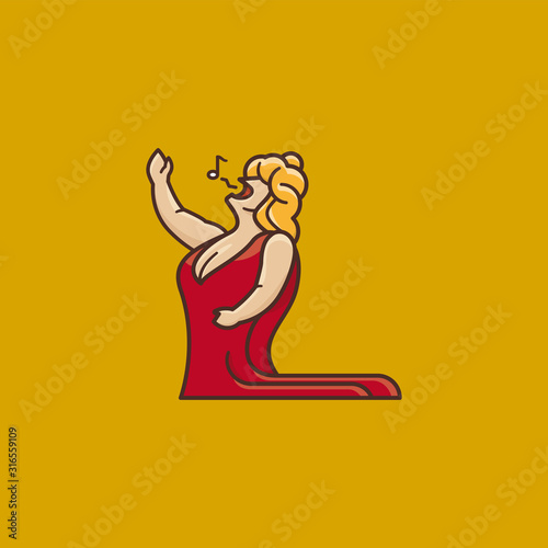 The Fat lady sings vector illustration for Opera Day