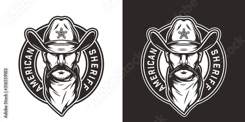 Vintage monochrome wild west round emblem
