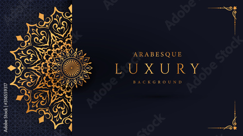 Luxury mandala background with golden arabesque pattern arabic islamic east style.decorative mandala for print, poster, cover, brochure, flyer, banner. photo