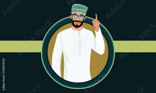 Oman man Portrait vector illustration. 