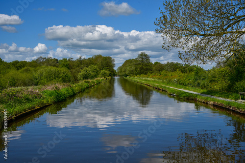 Scenic canal view of the Llangollen Canal near Bettisfield, Wales,UK