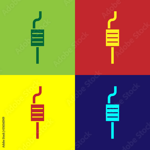 Color Car muffler icon isolated on color background. Exhaust pipe. Vector Illustration