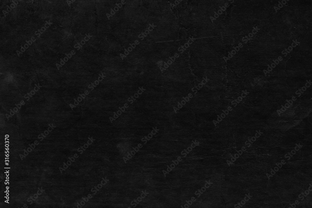 Cardboard black abstract texture close-up. Dark old paper background. Grunge concrete wall. Vintage blank wallpaper.