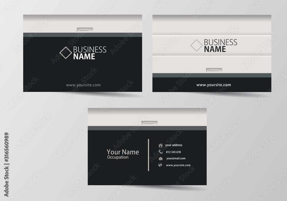 Garage door business card. visiting card template two sides Stock
