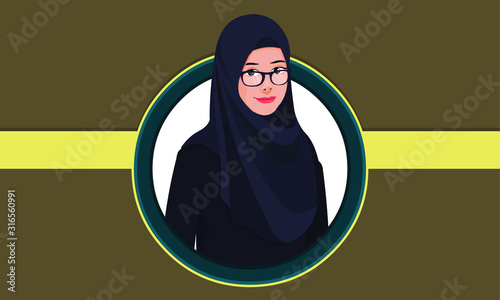 Arabic Muslim Business Woman Portrait vector illustration. 