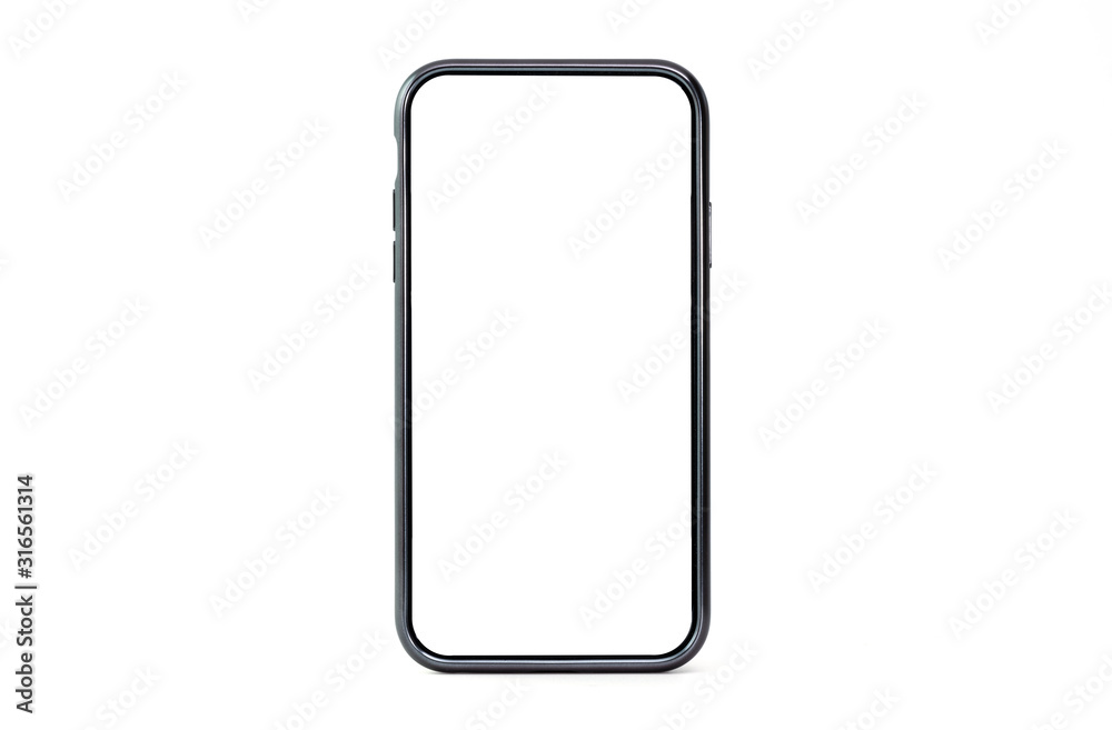 Blank form of smartphone frame with white background for add template infographic or presentation and advertisement. Technology and object with clipping path. Blank form of smartphone frame with white background for add template infographic or presentation and advertisement. Technology and object with clipping path.