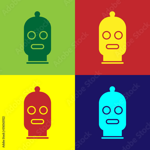 Color Balaclava icon isolated on color background. A piece of clothing for winter sports or a mask for a criminal or a thief. Vector Illustration