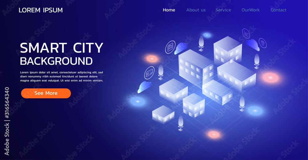 Landing page website. smart city concept