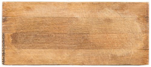 scratched wooden signboard isolated on white