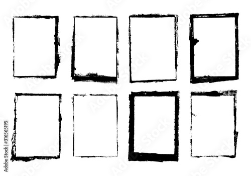 Wallpaper Mural Set of Grunge Black and White Frames . textured rectangles for image Torontodigital.ca