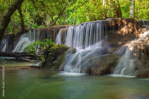 The beautiful waterfall in deep forest during rainy season at Phu Hin Rong Kla National Park, Thailand