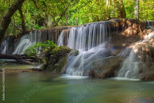 The beautiful waterfall in deep forest during rainy season at Phu Hin Rong Kla National Park  Thailand