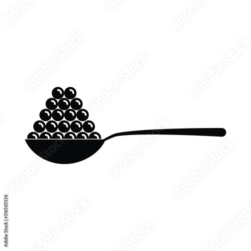 black caviar in spoon icon
