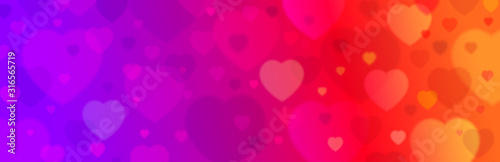 Purple banner with valentines hearts. Valentines greeting banner. Horizontal holiday background, headers, posters, cards, website. Vector illustration