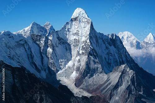 Mountain peak Ama Dablam. National Park, Nepal.