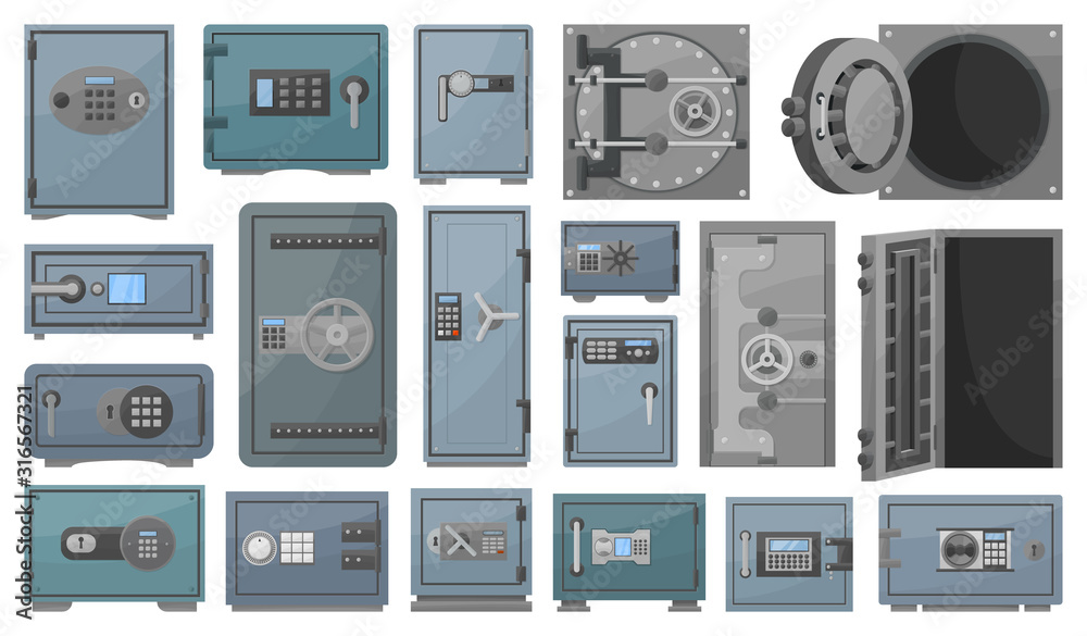 Fototapeta premium Bank safe vector cartoon set icon. Isolated set cartoon icon secure box.Vector illustration bank safe on white background .