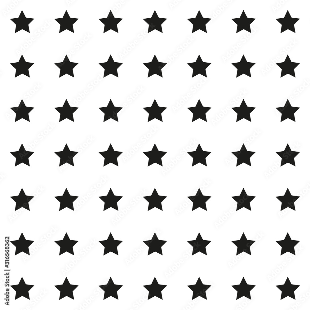 seamless pattern with black stars on white background