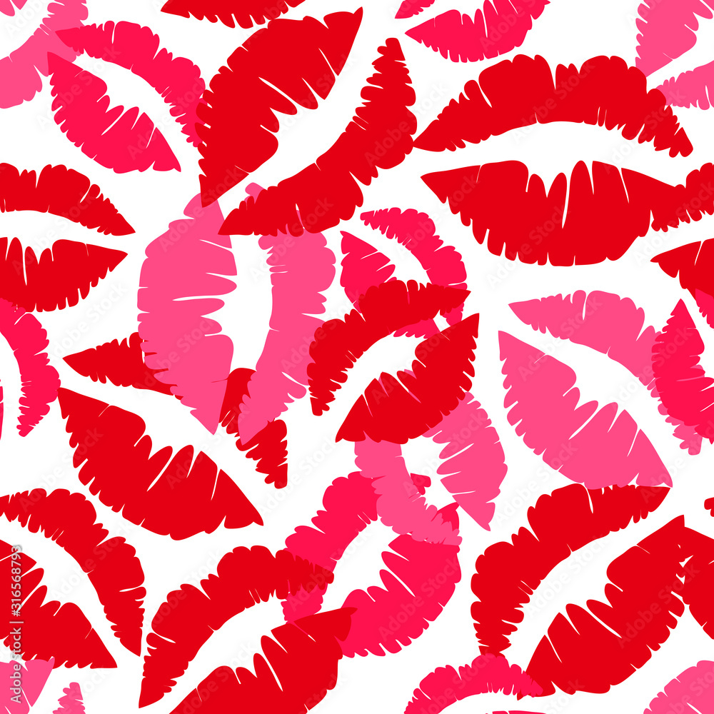 Seamless vector pattern with red kiss mark on white background. Cute simple  wallpaper design for valentines day. Ideal for beauty, fashion, wrapping.  Stock Vector | Adobe Stock