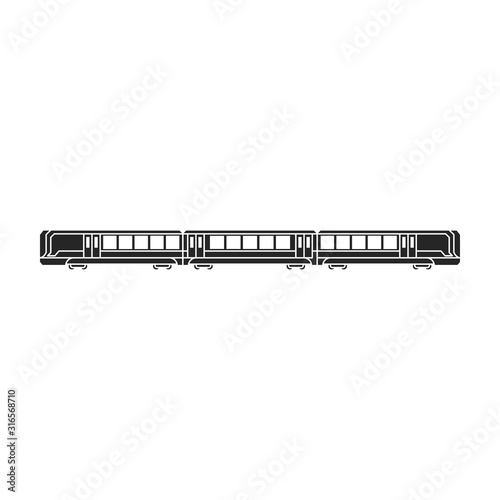 Train of metro vector icon.Black vector icon isolated on white background train of metro .