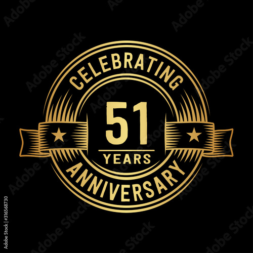 51 years anniversary celebration logotype. Vector and illustration.