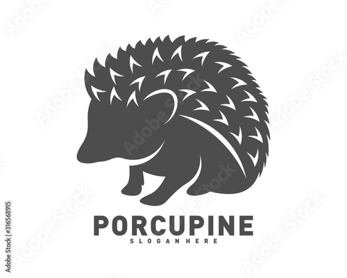 Porcupine logo icon design vector illustration