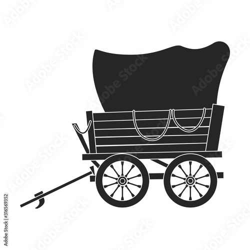 Wild west wagon vector icon.Black vector icon isolated on white background wild west wagon .