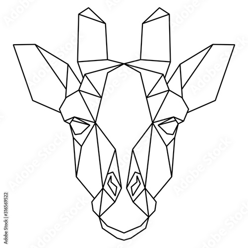 Abstract polygonal head of giraffe. Geometric vector illustration.