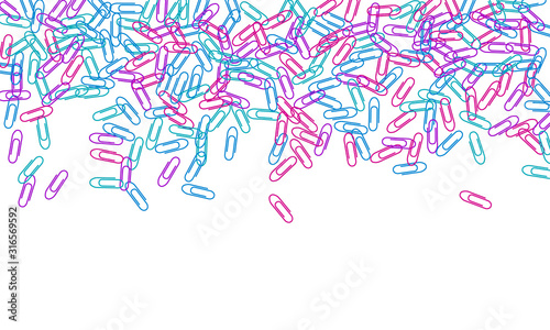 Stationary paperclips isolated on white background