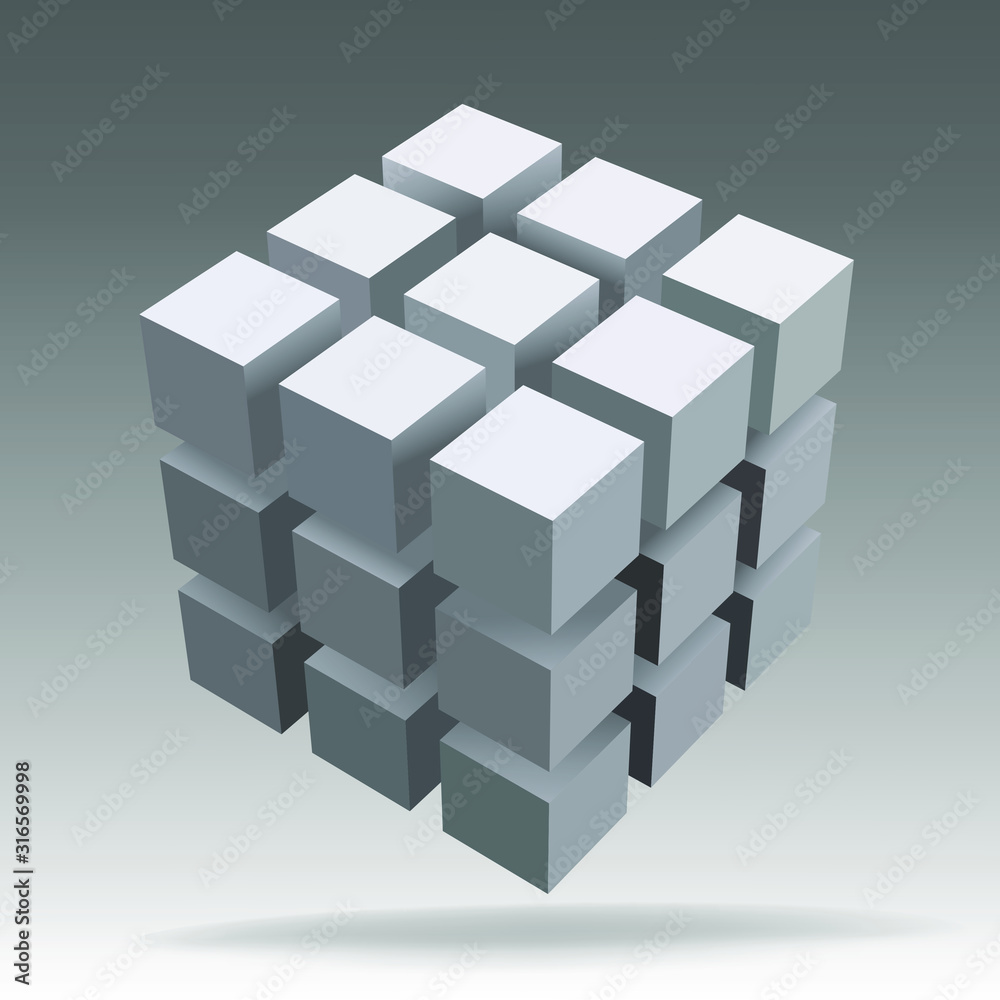 Vector 3d model abstract composition rendering of geometric shape cube ball graphic design Vector 3d model abstract composition rendering of geometric shape cube ball graphic design