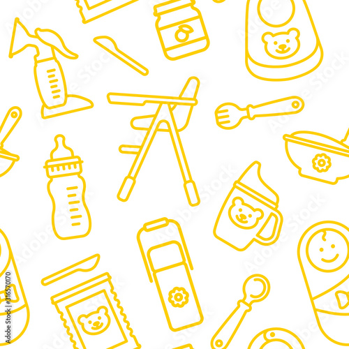 Seamless vector background on the theme of baby feeding