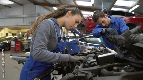 Young people in car industry training 