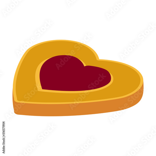 Cookie of heart vector icon.Cartoon vector icon isolated on white background cookie of heart.