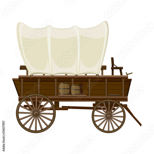 Wild west wagon vector icon.Cartoon vector icon isolated on white background wild west wagon .