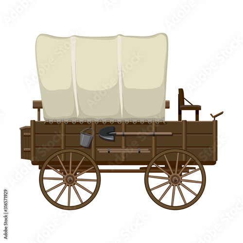 Western carriage vector icon.Cartoon vector icon isolated on white background western carriage.