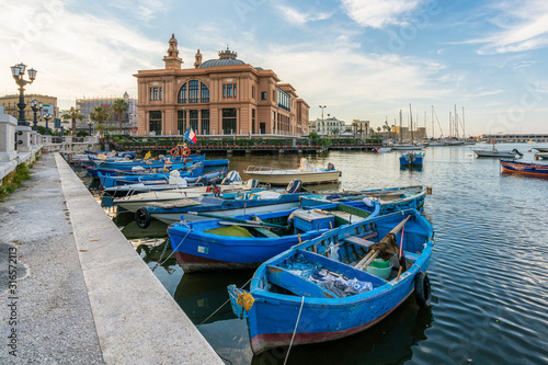 Scenic sight in Bari with the old harbour and Margherita Theatre, Puglia (Apulia), southern Italy.