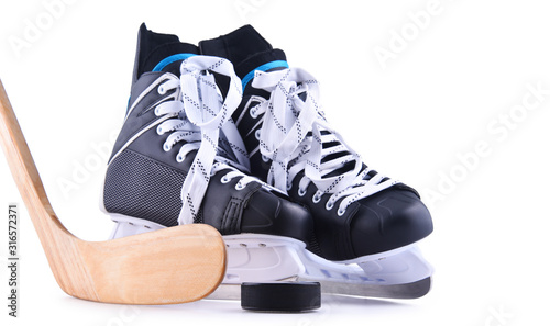 Photography Pair of ice hockey skates isolated on white