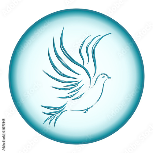 Dove  abstract symbol - round icon - isolated on white background - vector.