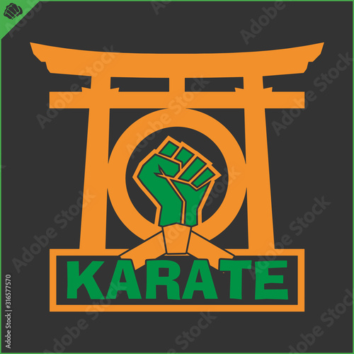 Karate emblem. Martial art creative colored simbol design. Vector, EPS.