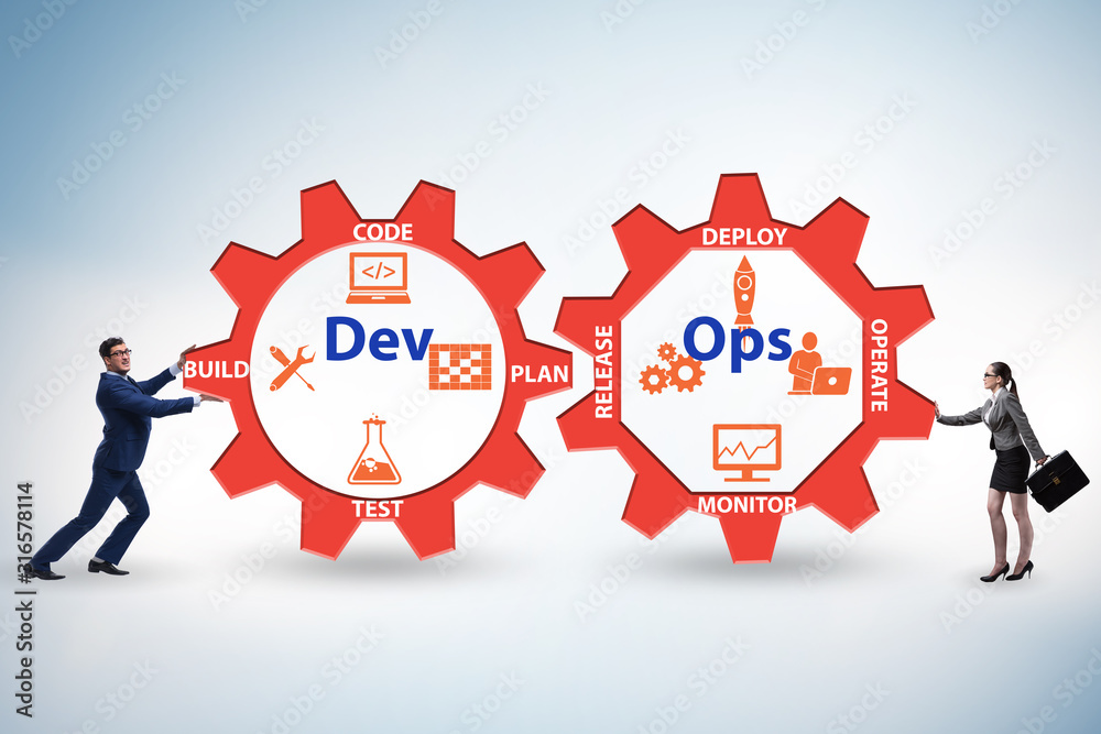 Obraz premium DevOps software development IT concept