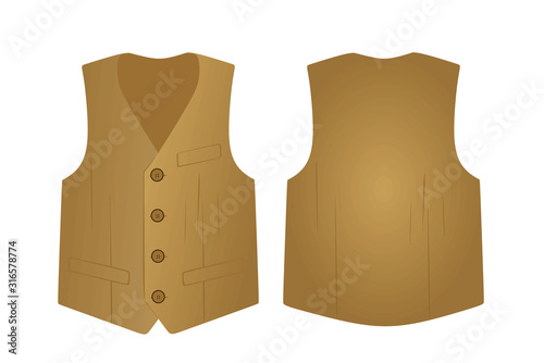 Brown suit vest. vector illustration
