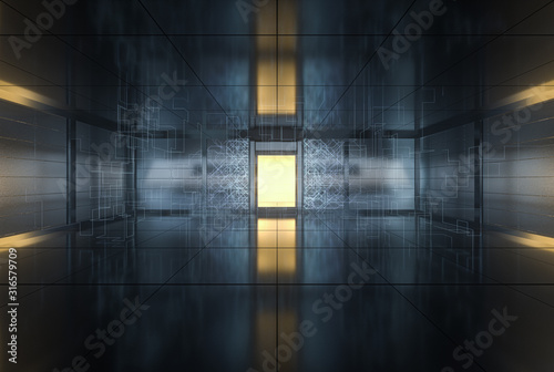 Safety gate and coded lock abstract conception 3d rendering.