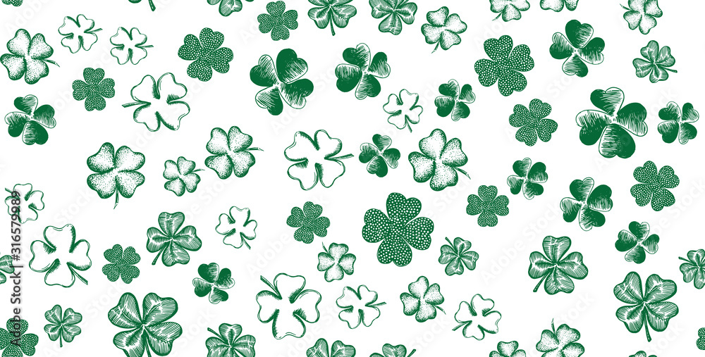 St. Patrick's Day Background. Sketch clover. Hand drawn illustration. St. Patrick's Day Background. Sketch clover. Hand drawn illustration.
