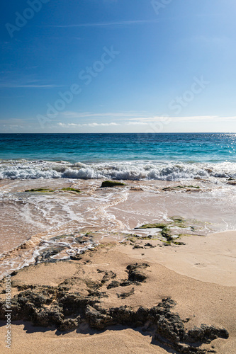 Looking out over the ocean from the idyllic Elbow Beach on the island of Bermuda