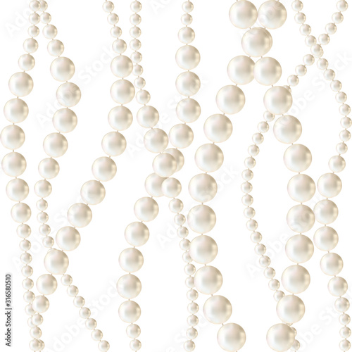 Pearls. White background. Abstract vector illustration. Seamless pattern.